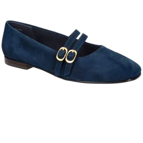 Bella Vita Davenport Mary Jane Navy Suede Flats - Picture 1 of 4